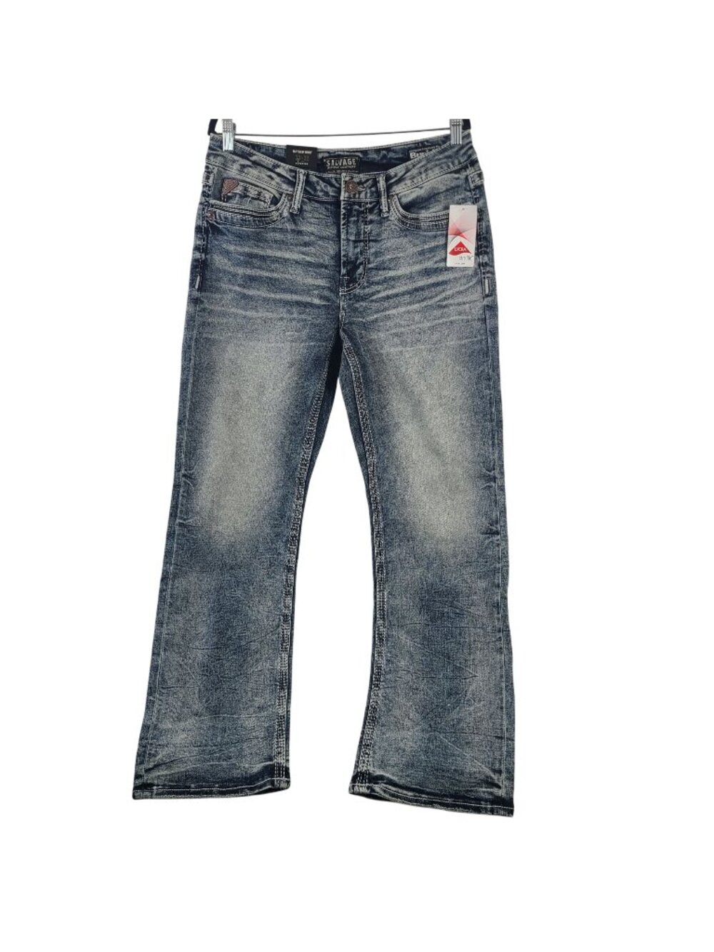 NEW Salvage Mayhem Bootcut Jeans Sz 33x32 Regular Fit Distressed Denim